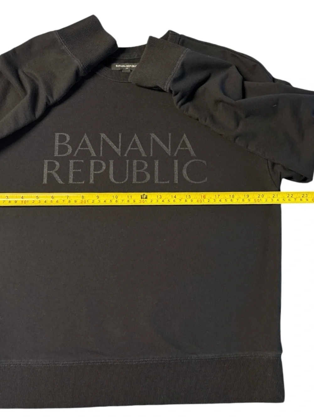 Banana Republic Black Tonal Logo Cotton Blend Graphic Crewneck Sweatshirt Size M